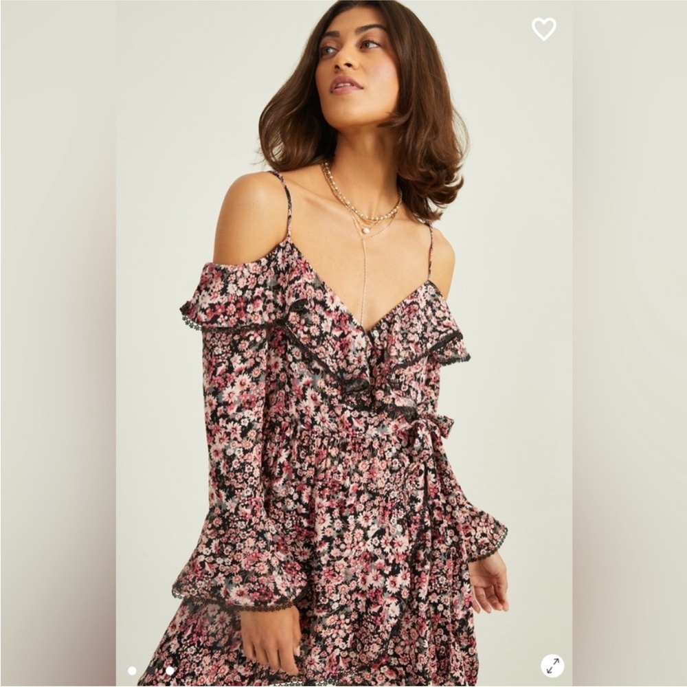 Altar'd State Ditsy Floral Mini Dress Faux Wrap size M